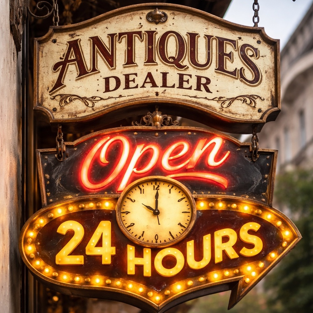 Vintage Style Open 24 Hours Wall Sign